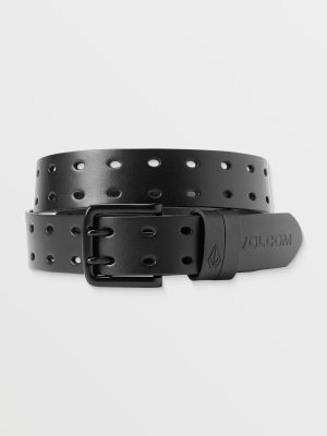Men's Two Spike Leather Belt